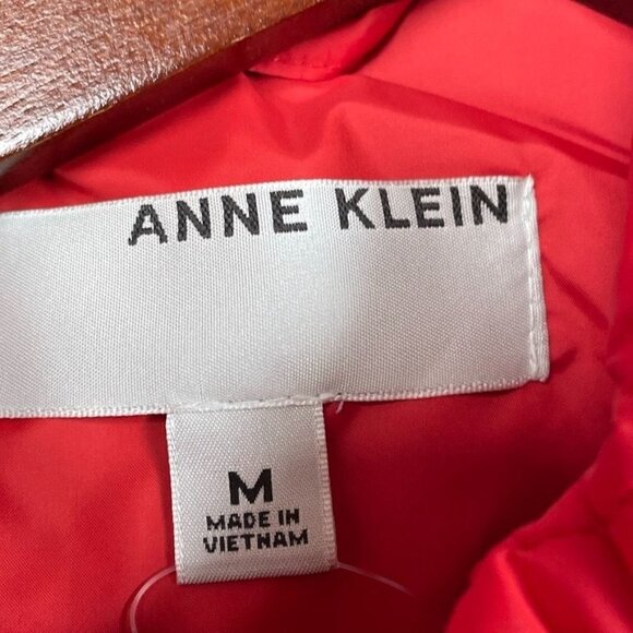 Anne Klein Red Quilted Jacket Medium Polyester Full Snap Front d0455 - Picture 2 of 11